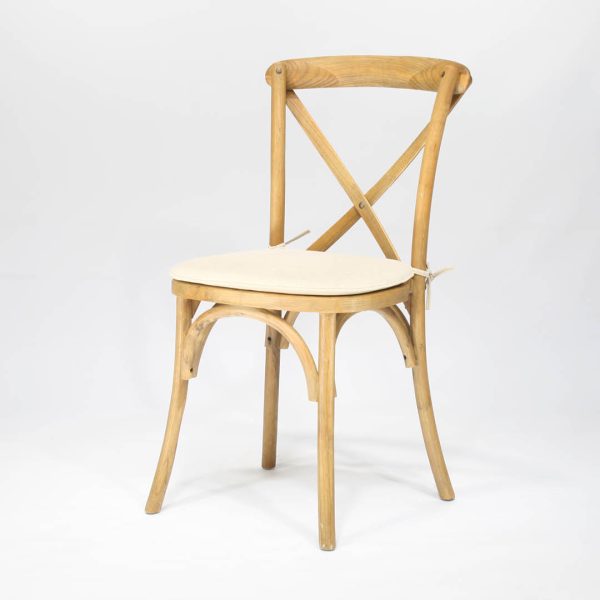 Stoel Cross Back Wood met kussen